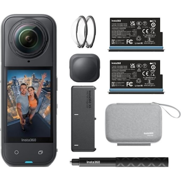 Insta360 X5 Bundle Edition - 360° sportkamera - 8K - WiFi och Bluetooth - FlowState - Vattentålig - 185mn batteritid