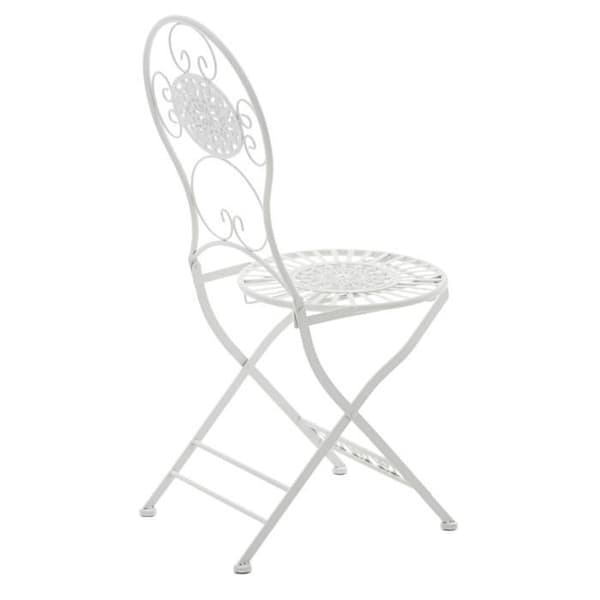 Set med 2 Fällbara Trädgårdsstolar i Smidesjärn - Vit - Modern Stil - För 2 personer Vit