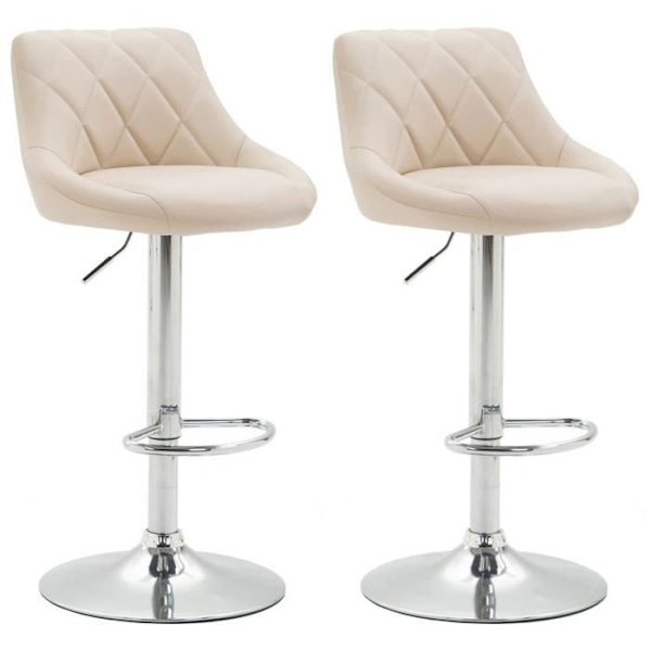 Set med 2 Lazio barstolar i konstläder - Kräm - Justerbar i höjdled - Bekväm och elegant Grädde