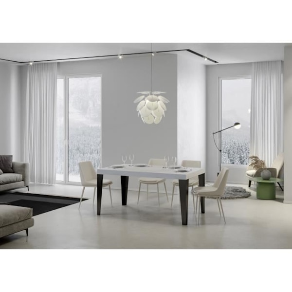 Flame utdragbart bord - White Ash Top - 90x130 Långt 234 - Antracit Ram Vit