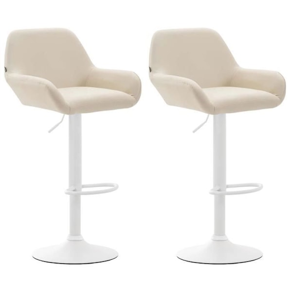 CLP Set med 2 Design Barstolar Braga I Konstläder I Höjdjusterbara I Med Ryggstöd och Ergonomisk Fotstöd - Beige Beige