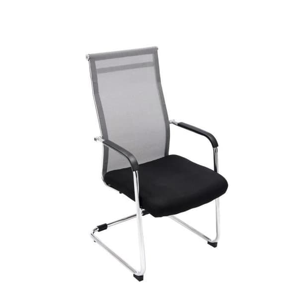 -CLP-Chaise cantilever Brenda med nätöverdrag och metallskena-Array grå