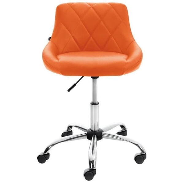 Justerbar och svängbar arbetsstol Lazio med metallfot, orange-syntetläder Orange
