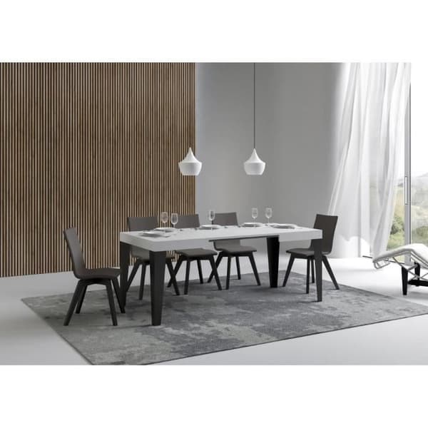 Utdragbart bord - Flame - 80x120/204 cm - White Ash - Antracit - Barn Vit