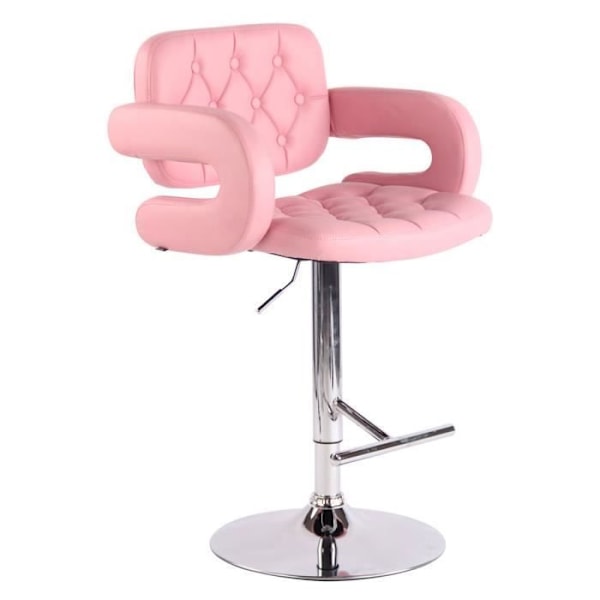 Barstol - CLP - DUBLIN - Justerbar i höjdled - Svängbar - Syntetläder rosa