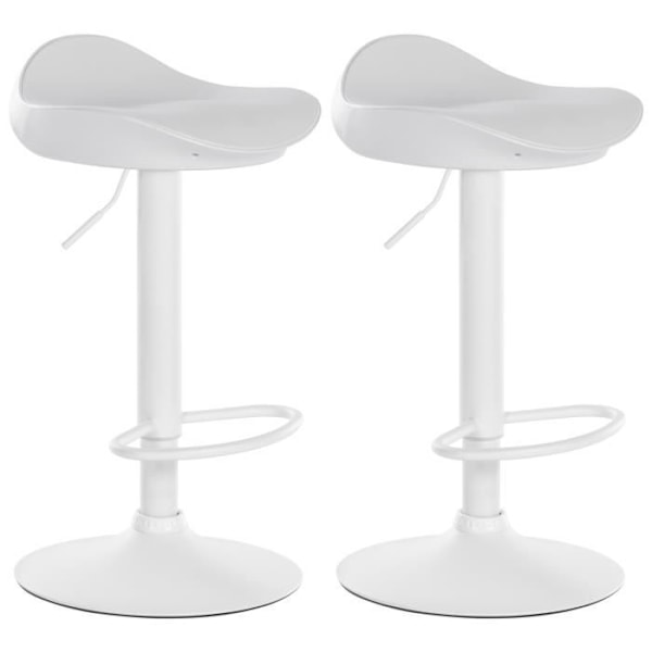 Set med 2 Alisson barstolar i konstläder, plastskal metallben, vit Vit