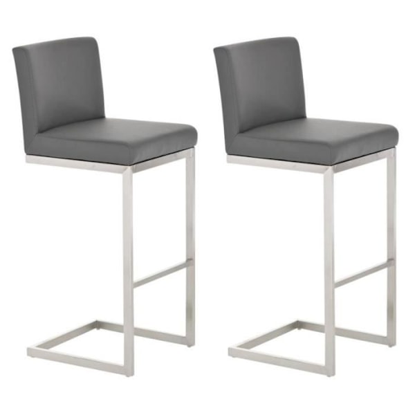 Set med 2 barstolar - CLP - Paros - Imiterat läder - Grå - Modern design Grå
