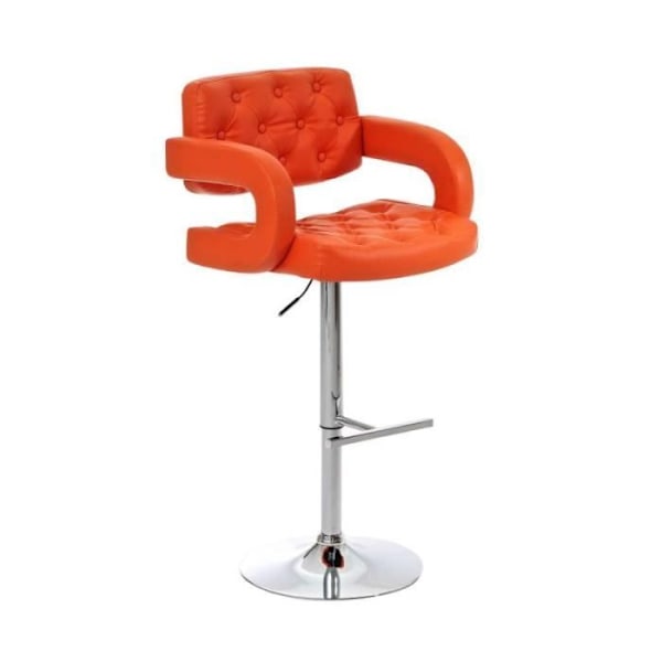 Barstol - CLP - DUBLIN - Justerbar i höjdled - Svängbar - Syntetläder orange