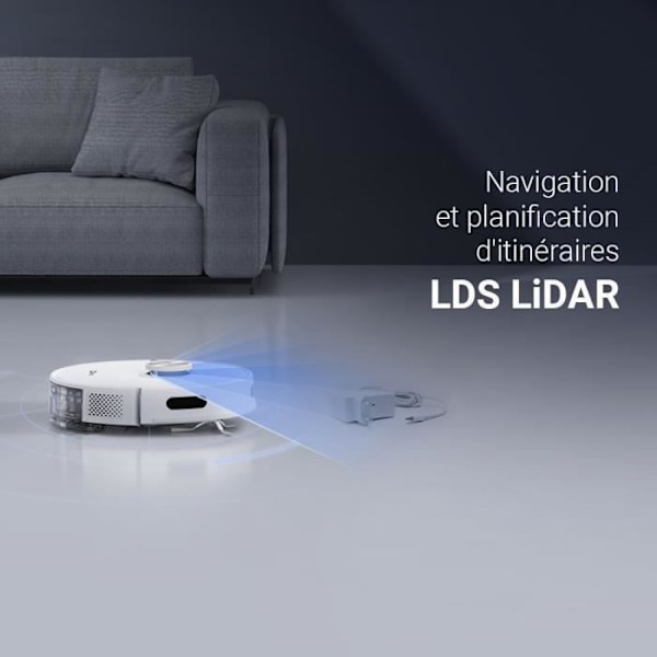 EZVIZ RE5 Plus - Robotdammsugare med Automatisk Avtappningsstation - LiDAR-Navigering - Hinderdetektering - 4000Pa Vit