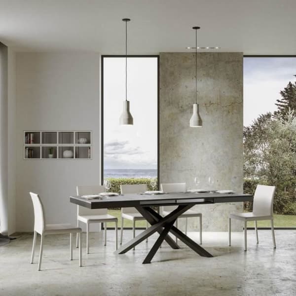 Betongbord VOLANTIS EVOLUTION 90x120 utökningsbart till 224 cm - Vit - Cement cement