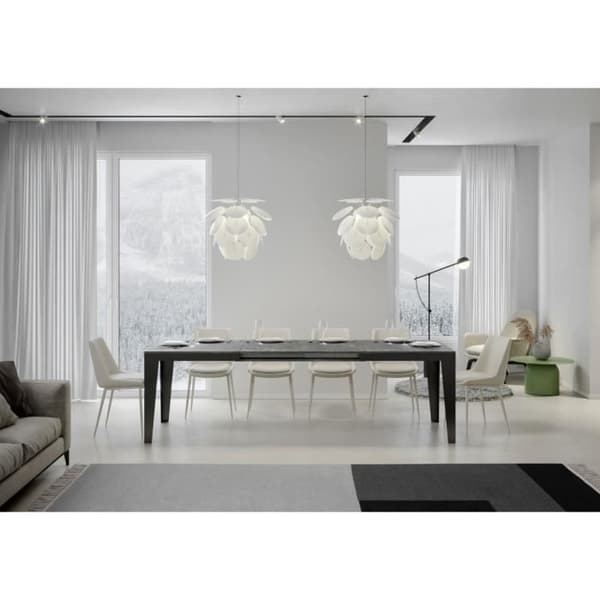 Utsträckbar Bord - Flamme Evolution - 90x180 cm - Cement - 8 Platser - Anthracite Ram cement
