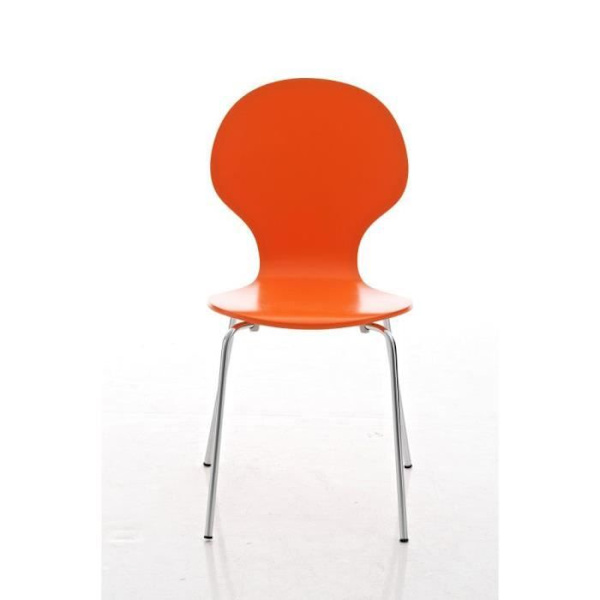 CLP Set med 4 robusta DIEGO stapelbara stolar, med träsits, ergonomiskt utformad sits, lätt underhåll, 10 färger tillgängliga... Orange