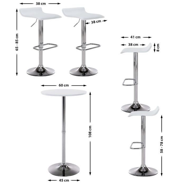 -CLP-Barset Esberg med 1 hög bord och 4 barstolar-Array Vit