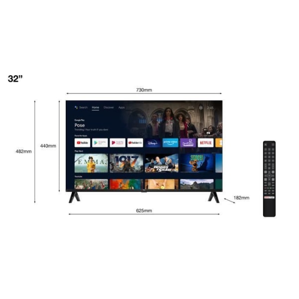 81 cm (32') skärm - Full HD 1920 x 1080, HDR - Micro Dimming, Dolby Audio - Android TV, 2 HDMI - 1 USB