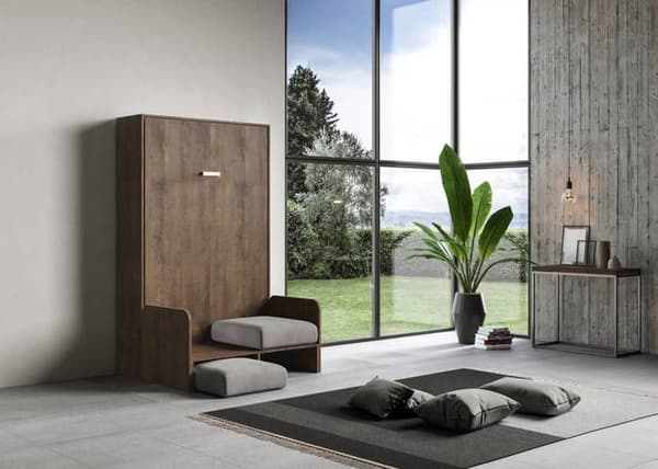 Fällbar säng - ITAMOBY - KENTARO - 120x190 cm - Inbyggd soffa - Valnöt (ALESSIA 20) Valnöt