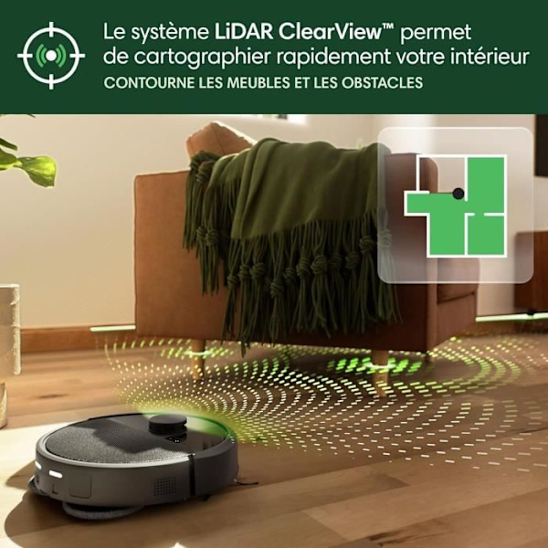 Robotdammsugare iRobot Roomba Plus 405 - Multifunktionsstation - Tvätt och torkning av moppar - LiDAR Clearview Svart