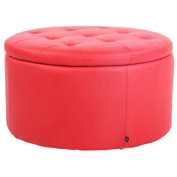 Puff - Evora bröstpall - CLP - Röd - Imiterat läder - Chesterfield design Röd