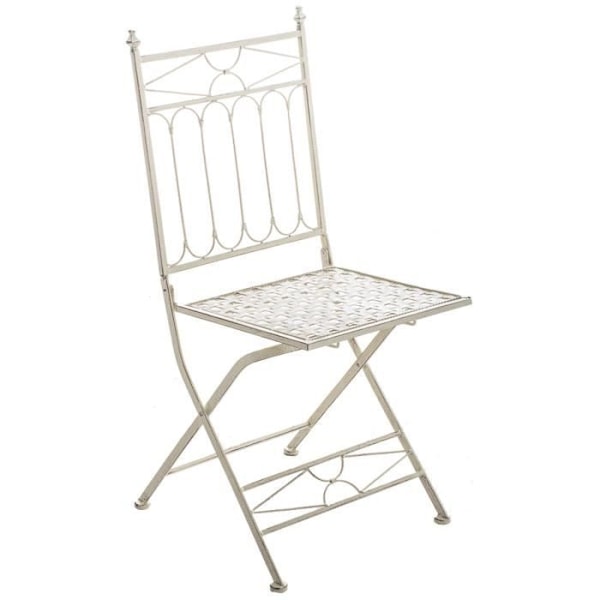 Set med 2 Fällbara Trädgårdsstolar Asina i Smidd Järn med Sitt Höjd 48 cm, Antik Kräm Antik kräm
