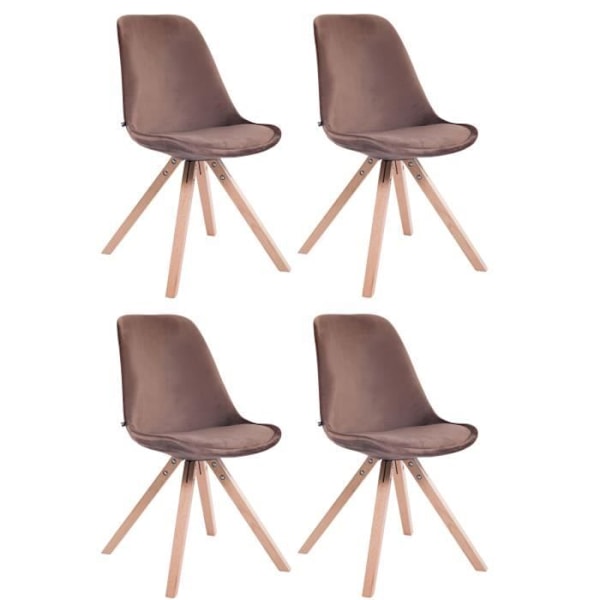 Set med 4 Matstolar - CLP - Toulouse i Sammet - Massivt Trä - Skandinavisk Design kastanj