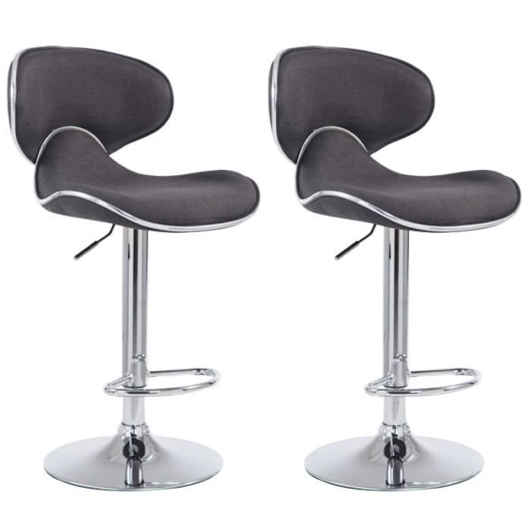 Set med 2 barstolar -BREZAN V2 Chrome Finish (mörkgrå) Mörkgrå