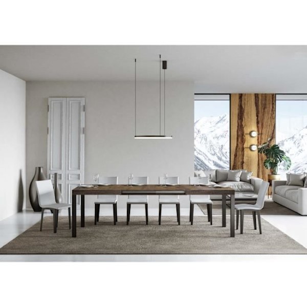 Utdragbar vardagsbord valnötsskiva 90x160 Lång 420 antracit ram