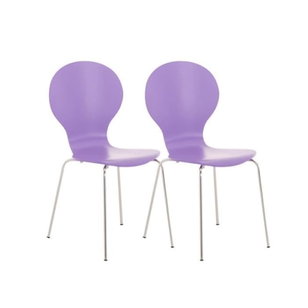CLP Set med 2 robusta DIEGO stapelbara stolar, med träsits, ergonomiskt utformad sits, lätt underhåll, 10 färger tillgängliga... Lila