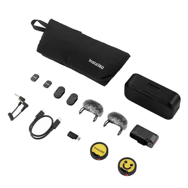 Trådlös mikrofon - INSTA360 - Mic Pro 2 (TX + 1 RX) - Anpassningsbar E-Ink-skärm - NPU brusreducering - Räckvidd 400 m