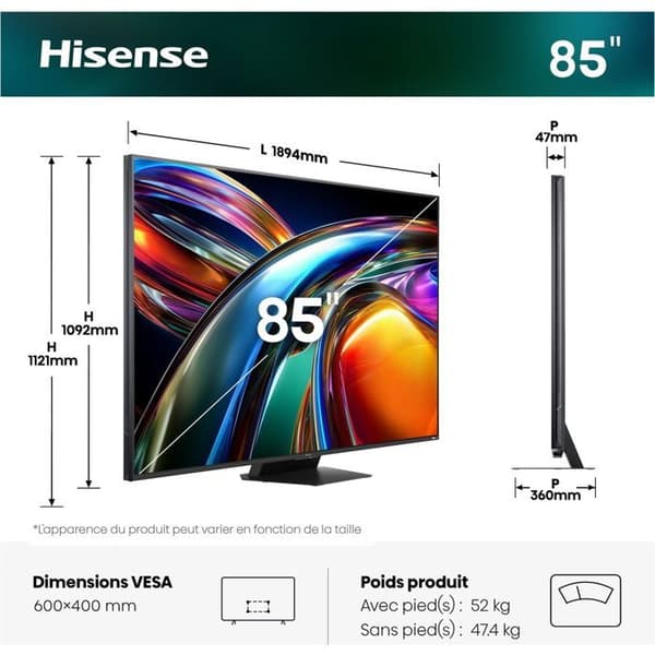 TV Hisense 85UR9S (2026) 85" RGB MiniLED 4K UHD