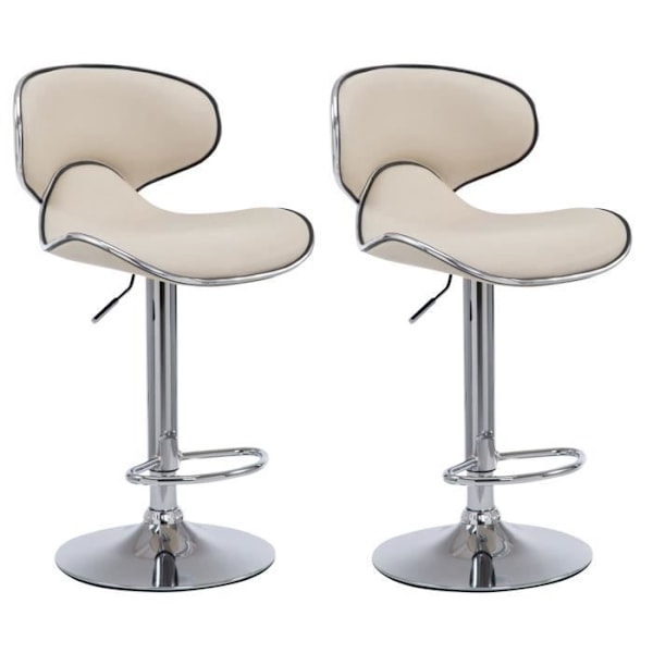 Set med 2 st Las Vegas V2 barstolar i konstläder, Cream-Chrome Grädde