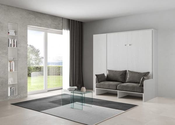 Infällbart sängskåp - Itamoby - KENTARO - 160 cm - Förvaringspelare - White Ash Vit Ask
