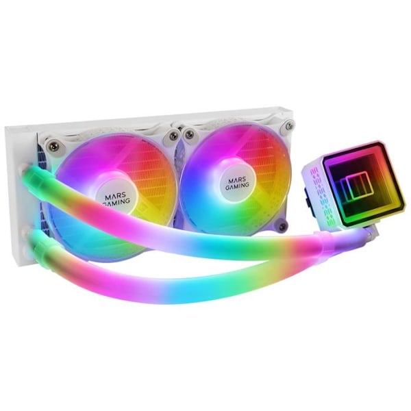 Kit vattenkylning AIO - Mars Gaming - ML-Ultra RGB - 240mm - Vit - Anpassningsbar RGB-belysning