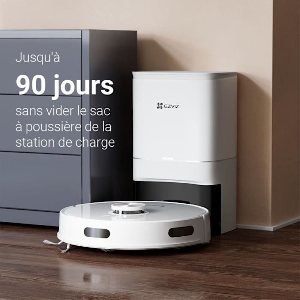 EZVIZ RE5 Plus - Robotdammsugare med Automatisk Avtappningsstation - LiDAR-Navigering - Hinderdetektering - 4000Pa Vit