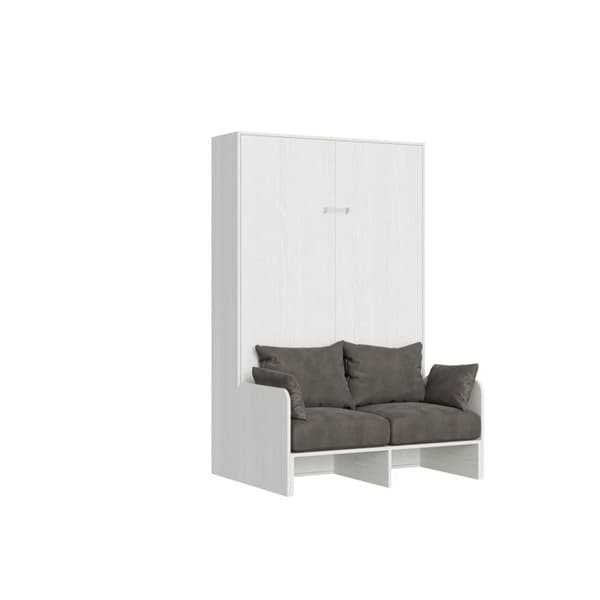 Fällbar vertikal säng 140 - Itamoby - Kentaro - Vit ask - Inbyggd soffa - 2 platser Vit Ask