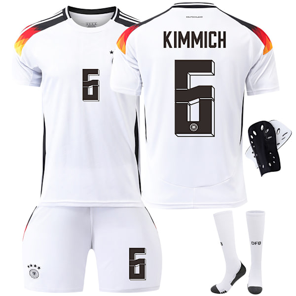 Saksa Koti Euroopan cup 2024 Paita Jalkapallo Paita Lapset Miesten Sarja Nro 6 Kimmich With socks+protective gear M