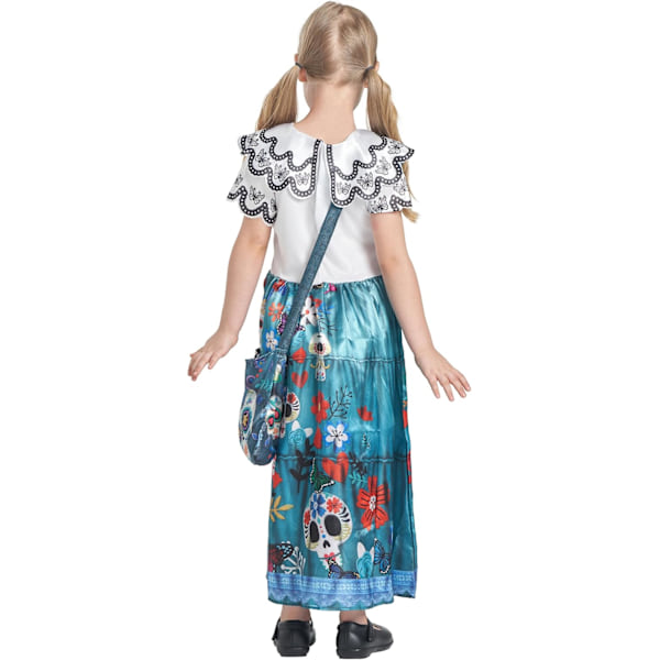 Halloween kostume Dødedag, Dia de los Muertos kjole, kostume brud la Catrina, skelet kostume til børn kvinder kvinder Blue 7-8 years