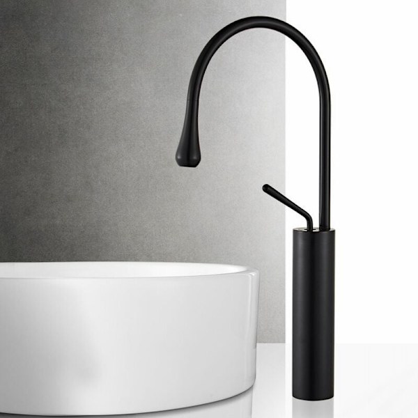 Modern Hög Blandare för Handfat Ettgreppsblandare Kreativ Design för Badrum Kök med G3/8 Slang Svart,