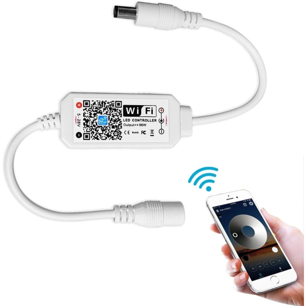 Trådløs dimmbar LED-stripe-kontroller Varmt hvitt/Kaldt hvitt Styrt av WiFi/App Fungerer med Alexa Dimmer-kontroller for Android/iOS System Sunmostar