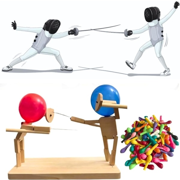 Pallon taistelupeli - Puinen miekkailu nukke - Nopea ja hauska Whack-a-Balloon-peli - Täydellinen juhliin - Käsintehty ja viihdyttävä 5mm