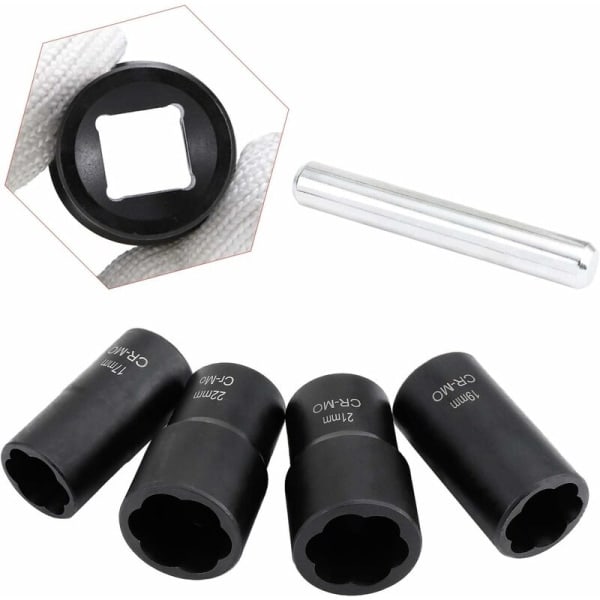 Sett med 5 1/2\" uttak for å fjerne skadede hjulmuttere, 17 mm