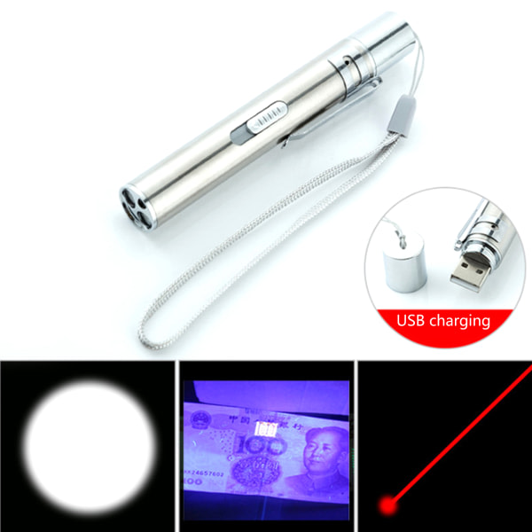 Pen Light Ficklampor med USB -port Uppladdningsbara Små Ljusa Mini LED Penlights