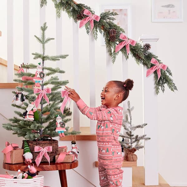 Fløjlsjulebuer 24 stk. 8,9x8,9 cm lyserøde dekorative buer til julepynt og håndværk