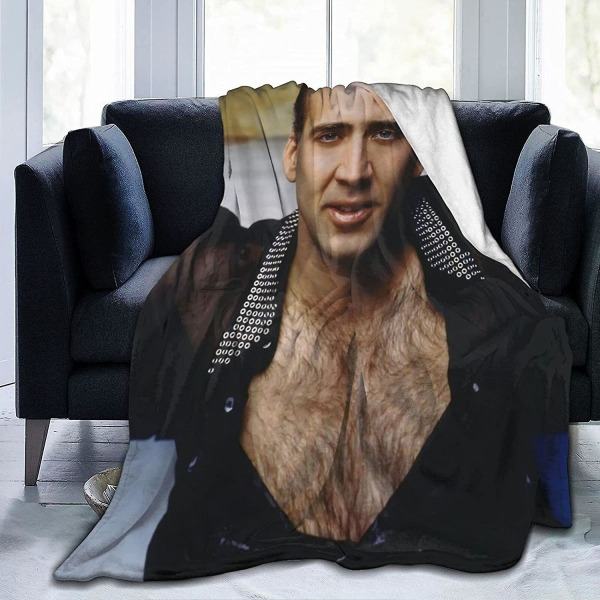 Nicolas Cage Blød og behagelig varm fleece tæppe til sofa, kontorsseng, sovesofa, hyggelig fluffy plys sengtæpper, strandtæpper-d283 50x40in 125x100cm