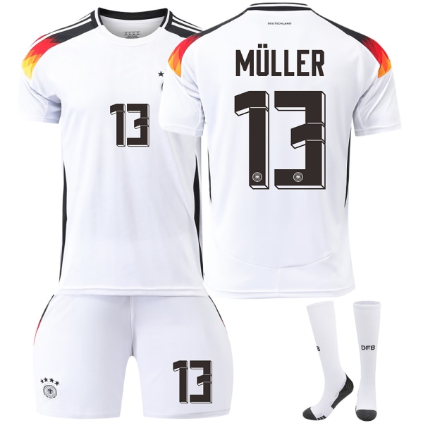 Tyskland Hjemme EM 2024 Drakt Fotballdrakt Barn Menn Kit Nr.13 Müller With socks 26