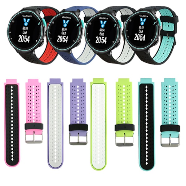 To-farvet silikonearmbånd til Garmin Forerunner 220 230 235 630 620 735 Lime & Black