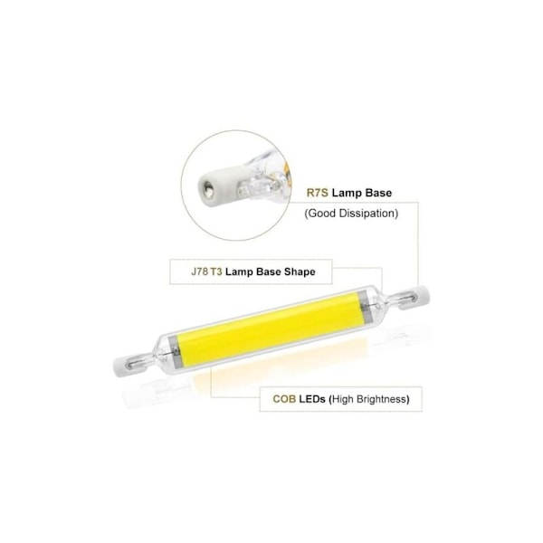 Pakke R7S 10W 78mm Dimbar LED-pære Kaldhvit 6000K 100W Halogen J78 Erstatning Dobbeltsidig R7S Base Rør 360 Spredningsvinkel