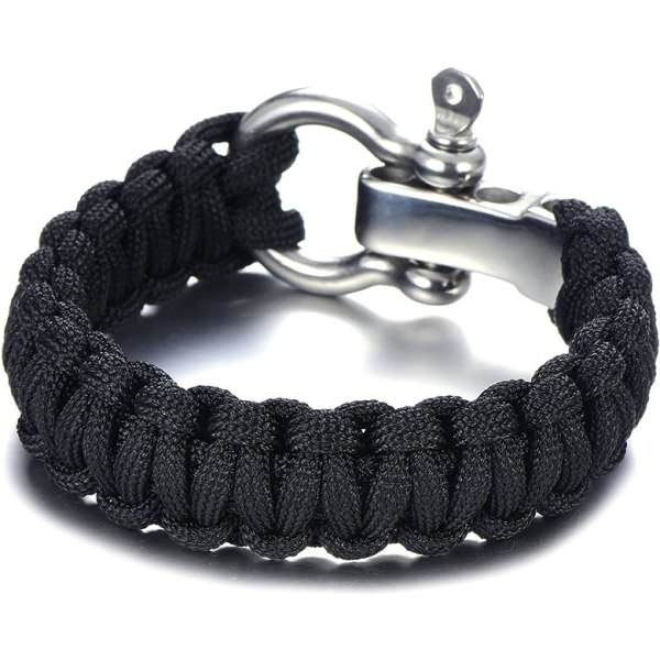 Paracord Survival Armband Herr Rostfritt Stål Flätat Utomhus Br