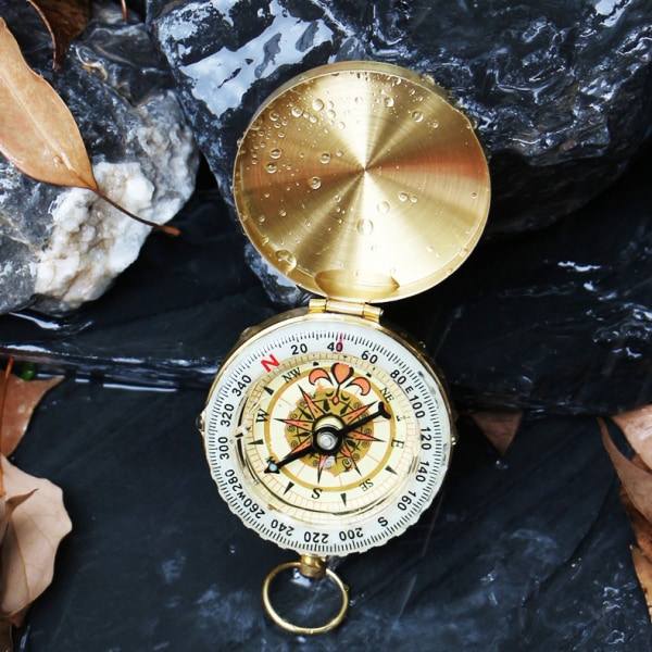 Högkvalitativ Camping Vandringsficka Mässing Gyllene Kompass Portabl gold one size gold one size