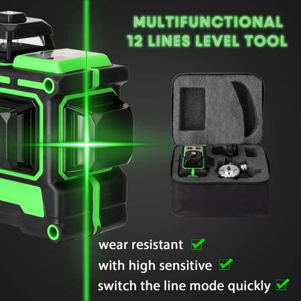 3D 12 linjers laserniveau roterende base 220V