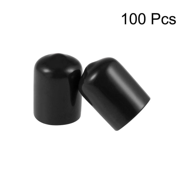 100 st Gummiändlock 14 mm Invändig Diameter Vinyl Runt Rör Bult Cap Cover Skruv Gängskydd Svart