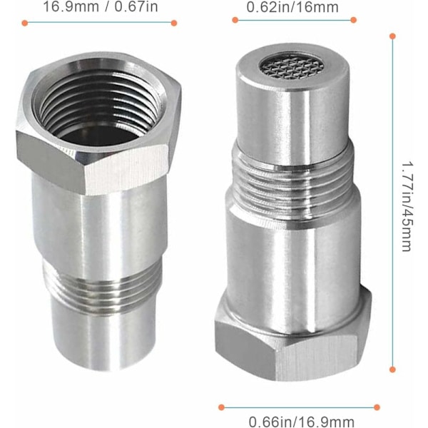 2 st m18 x1.5 syresensorsförlängare distans för bilmotor avgassystem 45mm